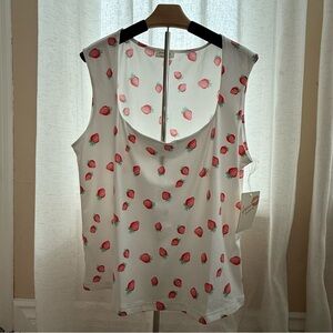 Free Kisses Women's Tank Top With Strawberry Print‎ Size 1X